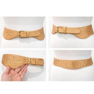 BCBGMaxAzria Tan Laser-Cut Belt